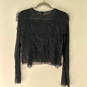 ZARA long sleeve mesh with lace top
